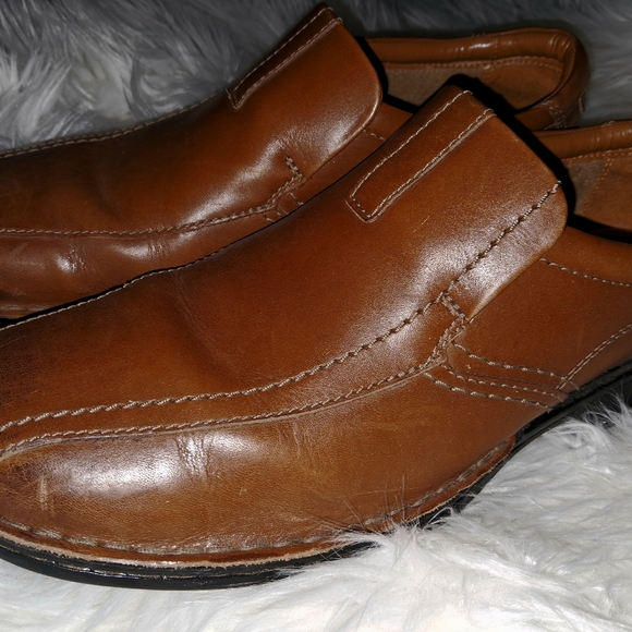 Clarks Collection Soft Cushion Ortholite Men's Brown Slip On Leather Shoes 9.5 W - Picture 4 of 5